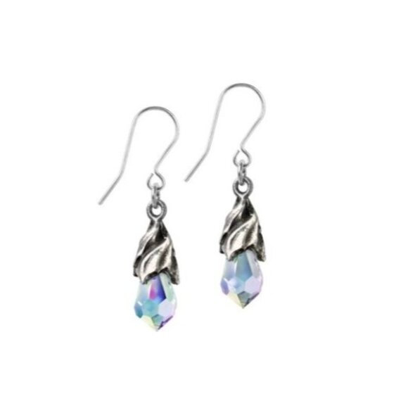 Empyrean Tear Earrings – Alchemy Gothic Crystal Drop w/ Pewter Mount – 3 Colors - Picture 4 of 8